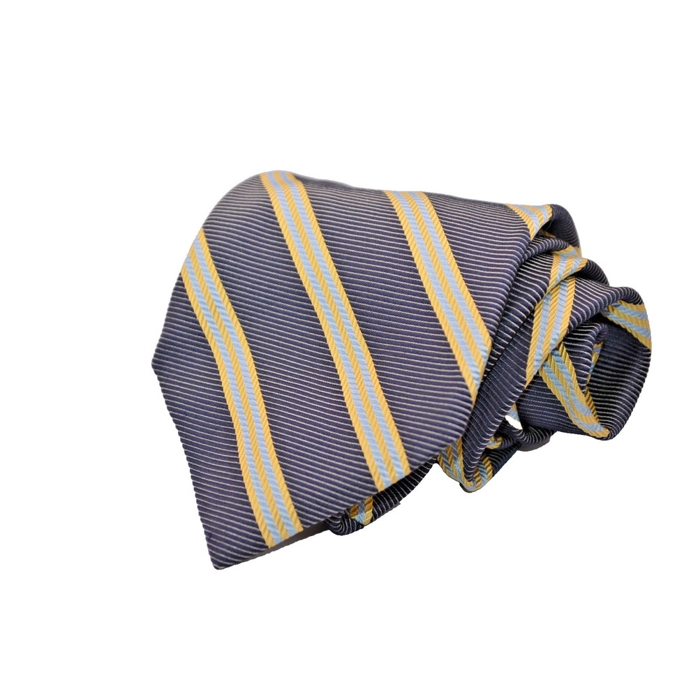 Brooks Brothers Makers 100% Silk Neck Tie Gold/Blue Repp New USA
